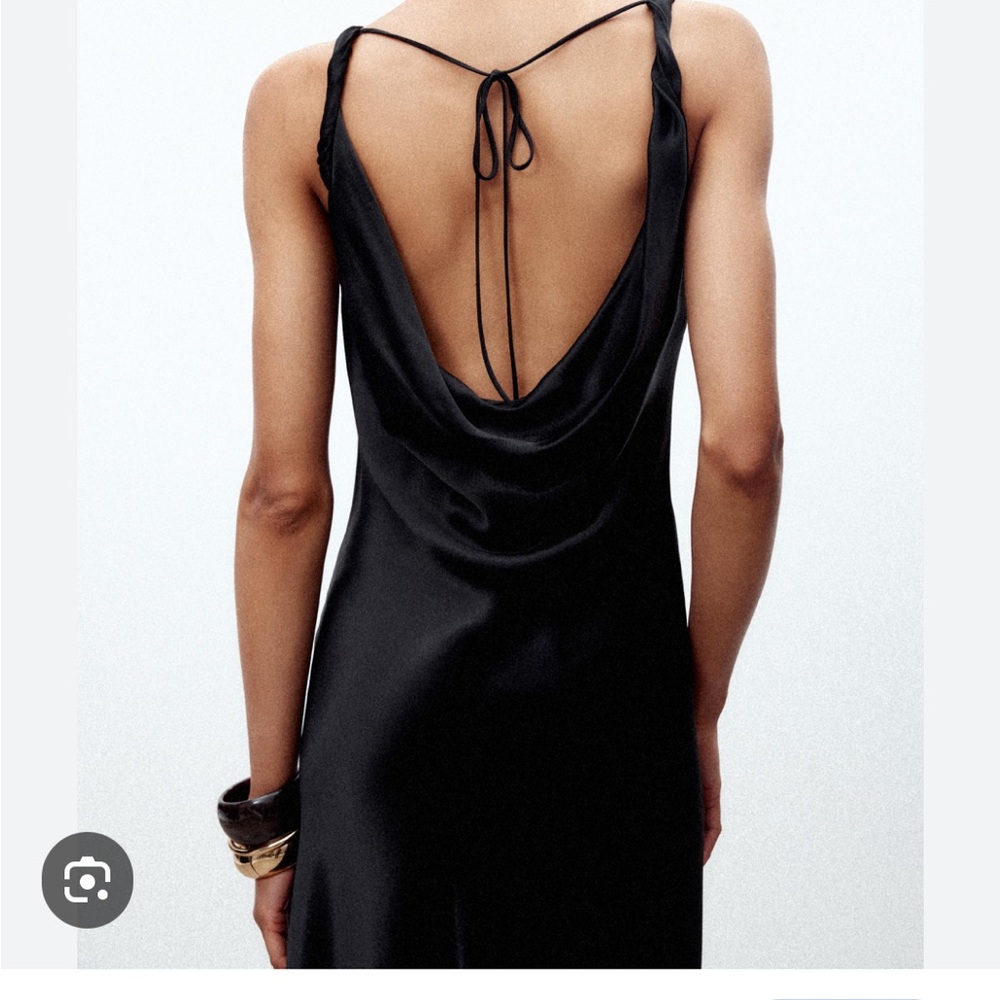 Zara Collection Black Backless Drape Dress Small